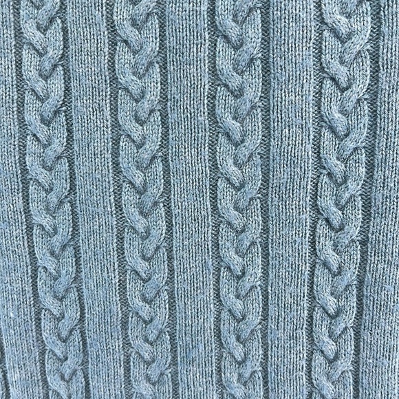Eddie Bauer Pullover V-Neck Sweater Women’s Large Teal Cotton/Nylon/Angora Cable - Picture 9 of 12